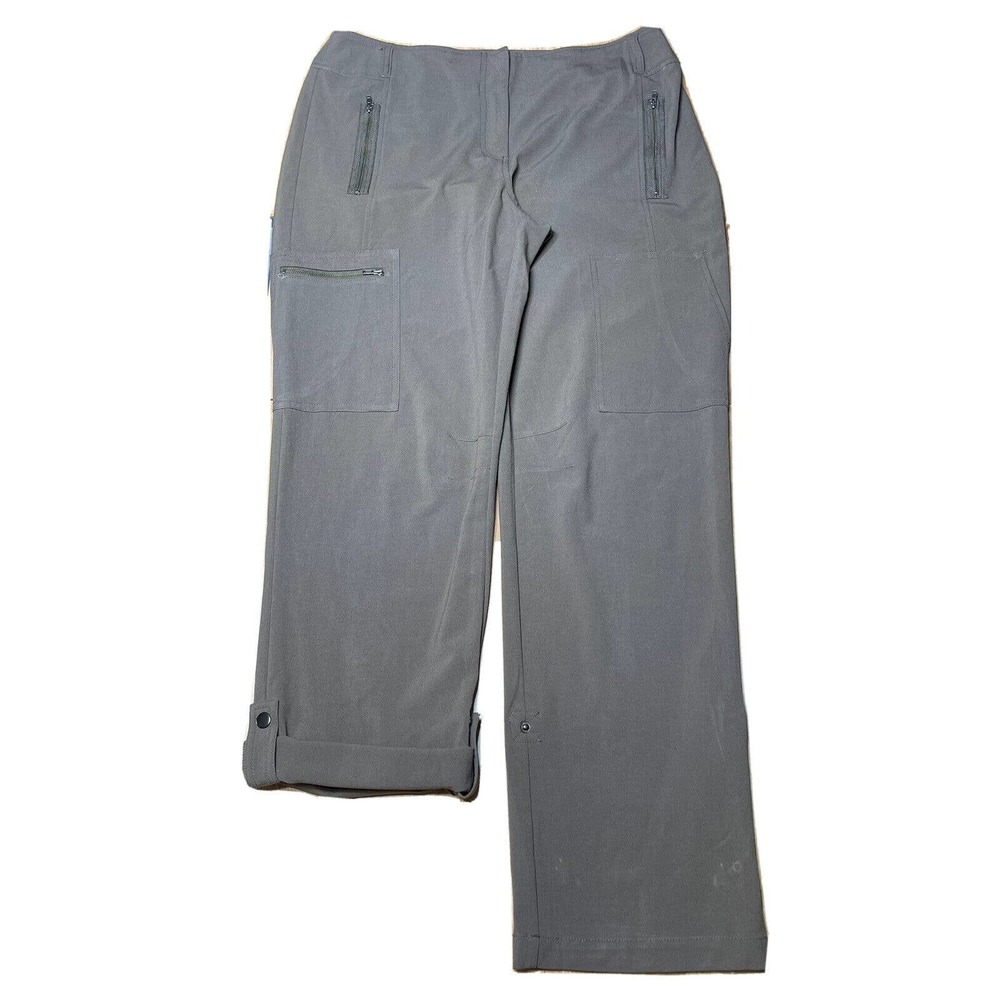 Chicos Cargo Convertible Pants Womens 1.5 Green Hiking Outdoor Roll Tab Capri